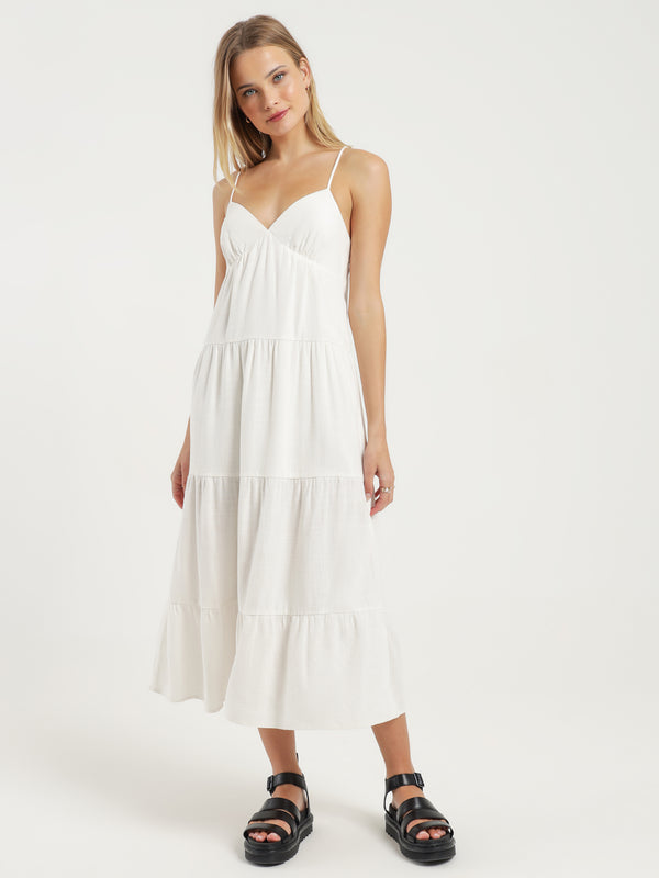 Cynthia Tired Maxi Dress in Off White - Glue Store