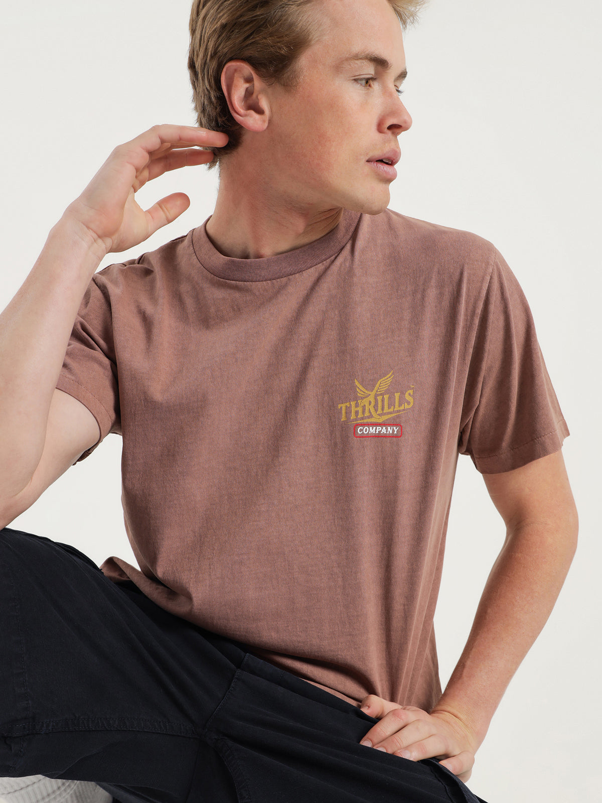 Golden Paradise Merch Fit T-Shirt in Rose Dust