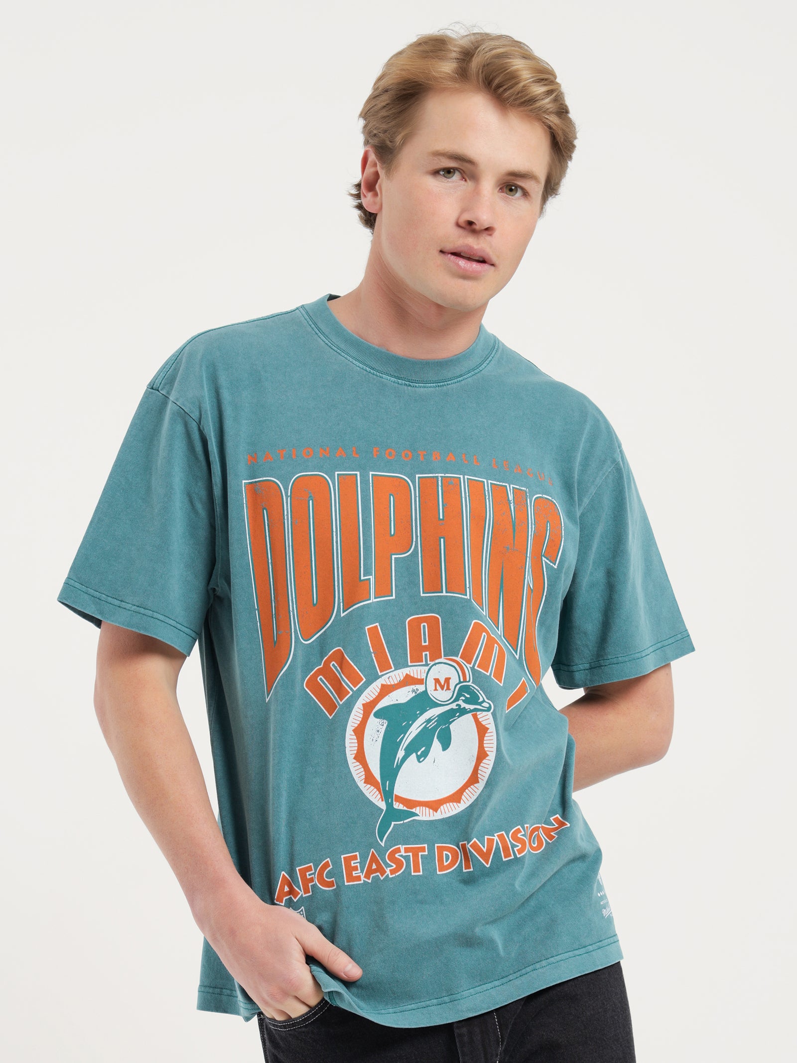 Mitchell Ness Miami Dolphins T-Shirt Teal Glue Store