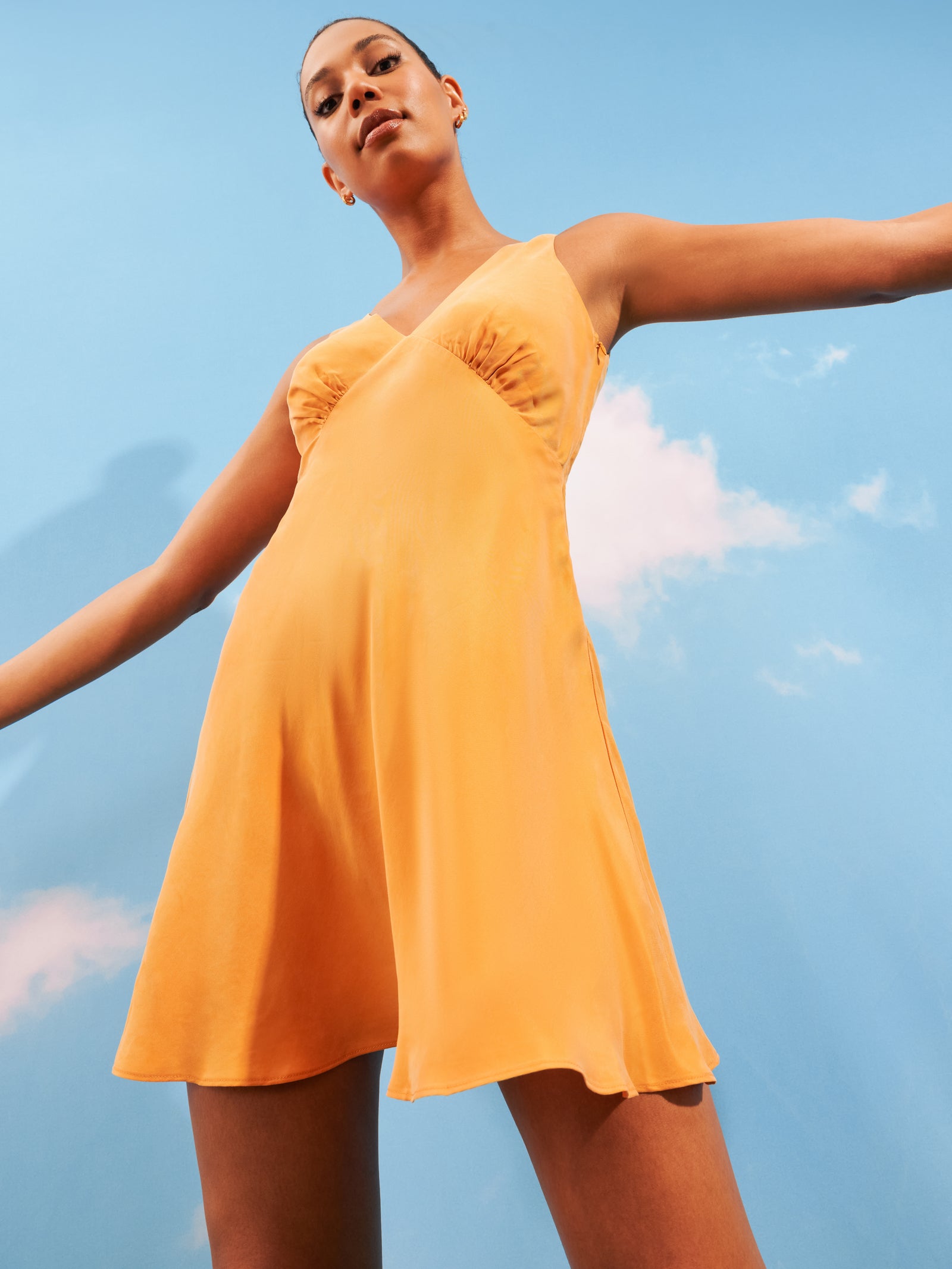 Reese Cupro Mini Dress in Mandarin