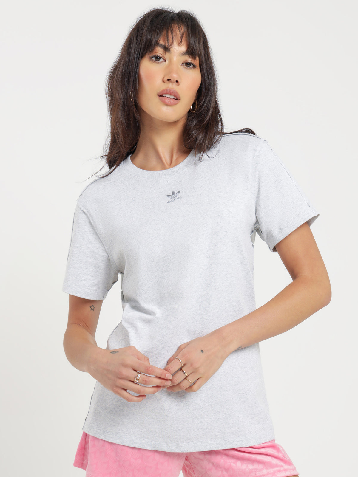 Loose Loungewear T-Shirt in Light Grey Heather