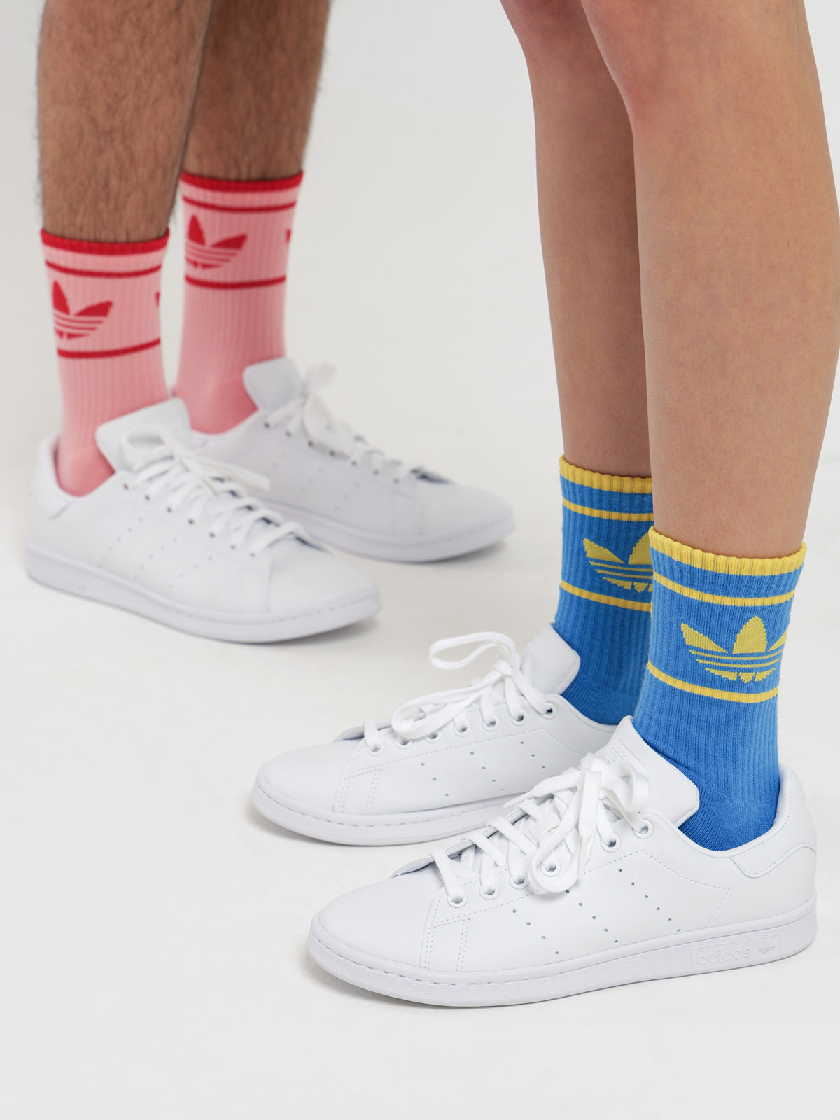 Two Pairs of ADICOLOR 70s Crew Socks in Superpop Pink &amp; Bluebird Blue