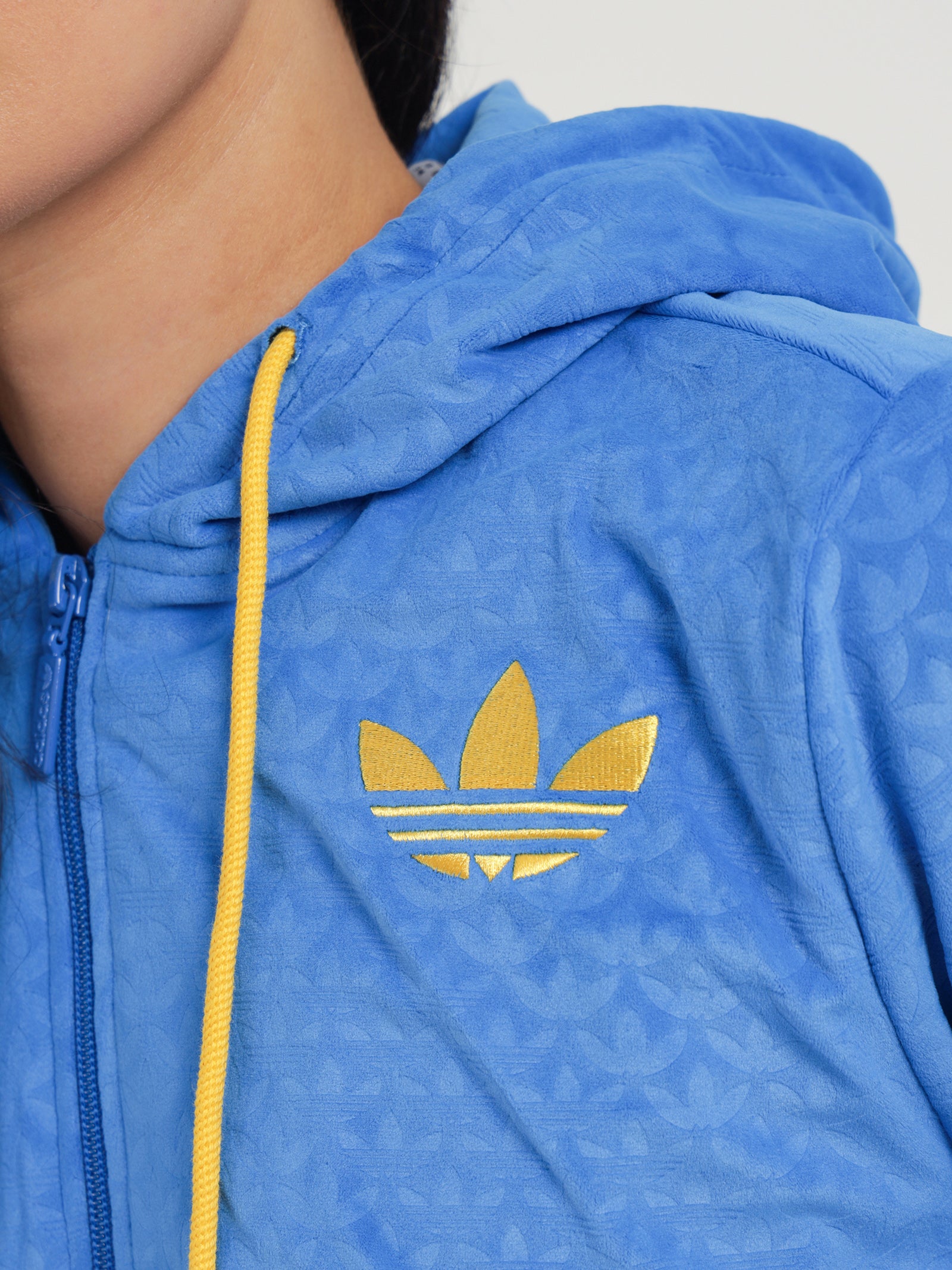 Adidas ADICOLOR 70s Velour Zip Hoodie Blue Glue Store