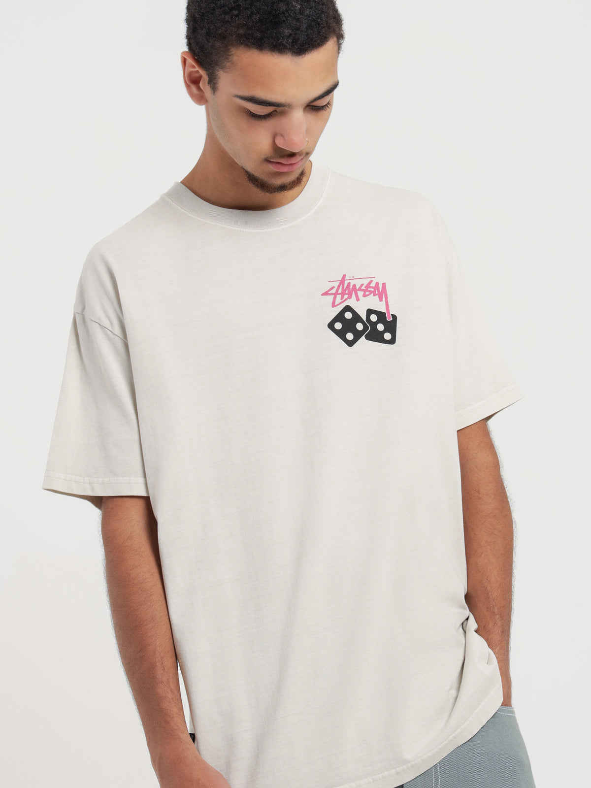 Colour Dice Heavyweight T-Shirt in White Sand