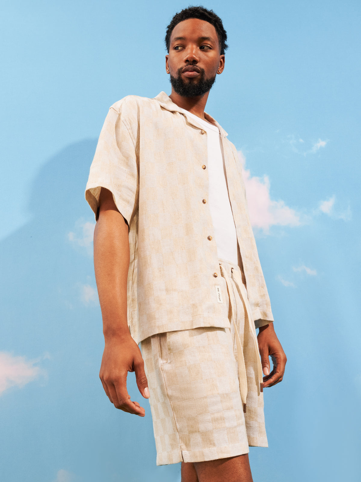 Anders Linen Shirt in Natural Check