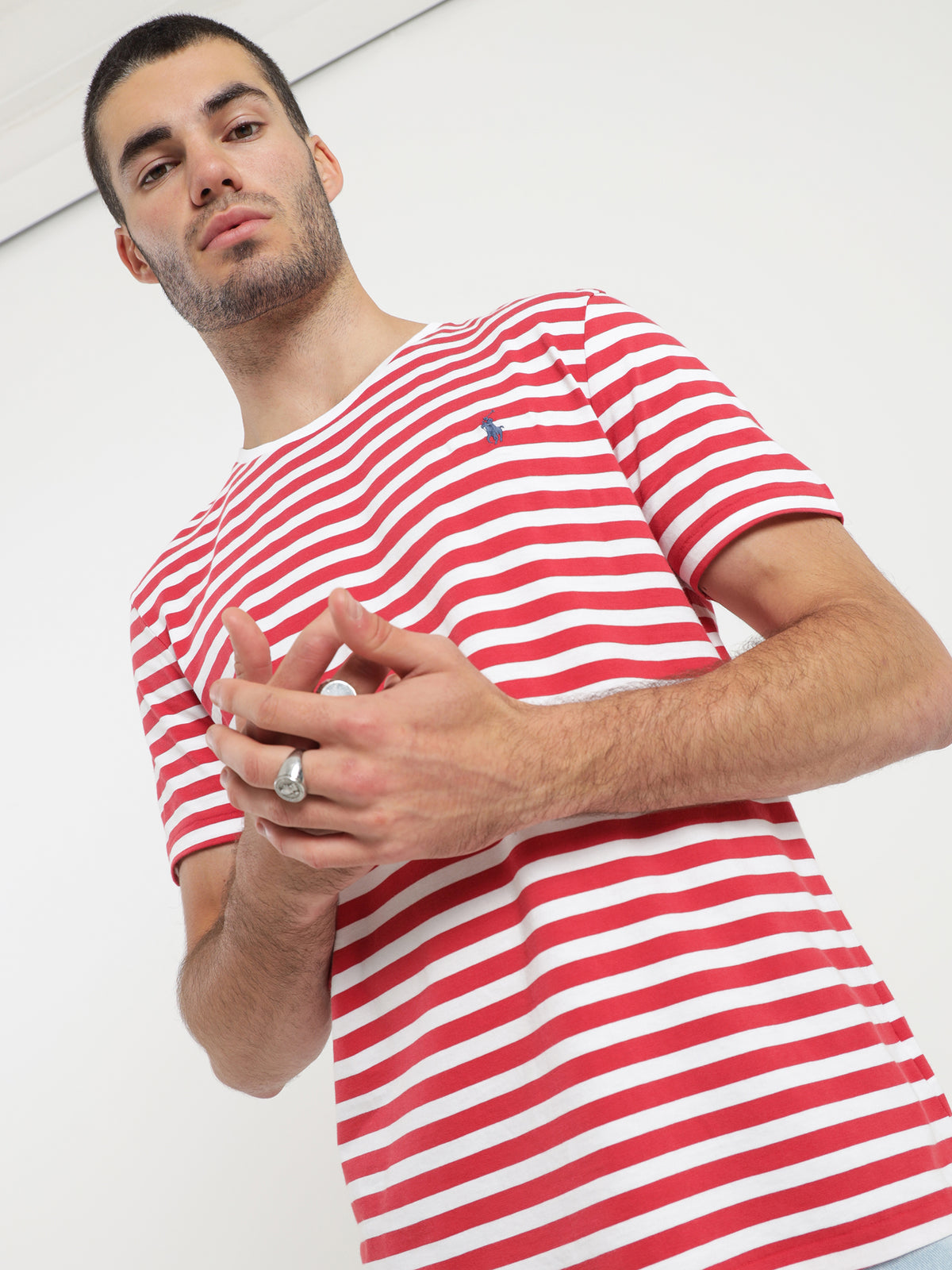 Striped Custom T-Shirt in Starboard Red &amp; White