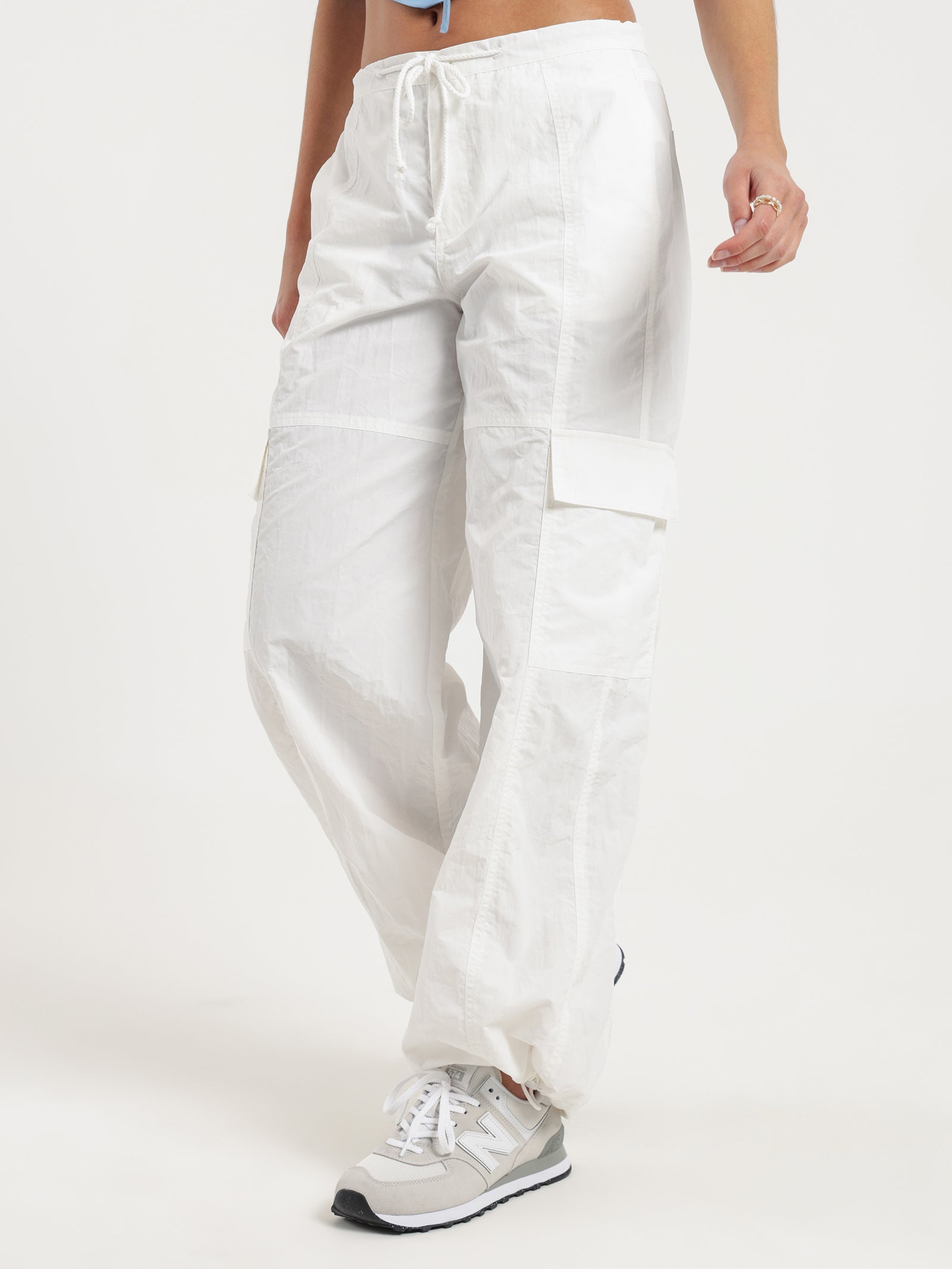 Parachute Cargo Pants in White - Glue Store