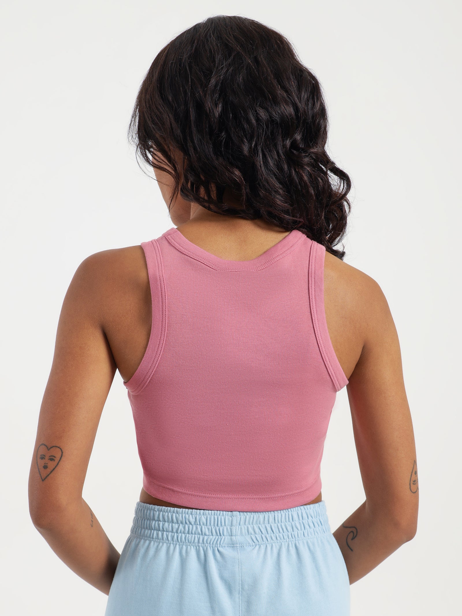 Heritage 90's Cropped Rib Tank in Terracotta Pink