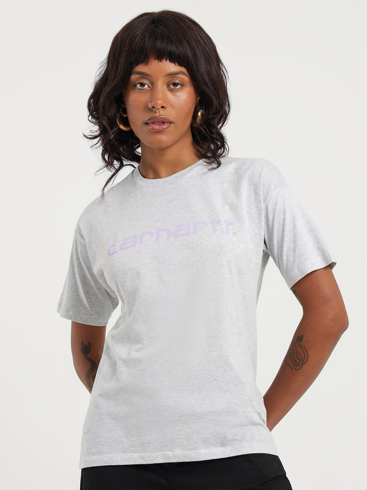 W&#39; SS Script T-Shirt in Lavender