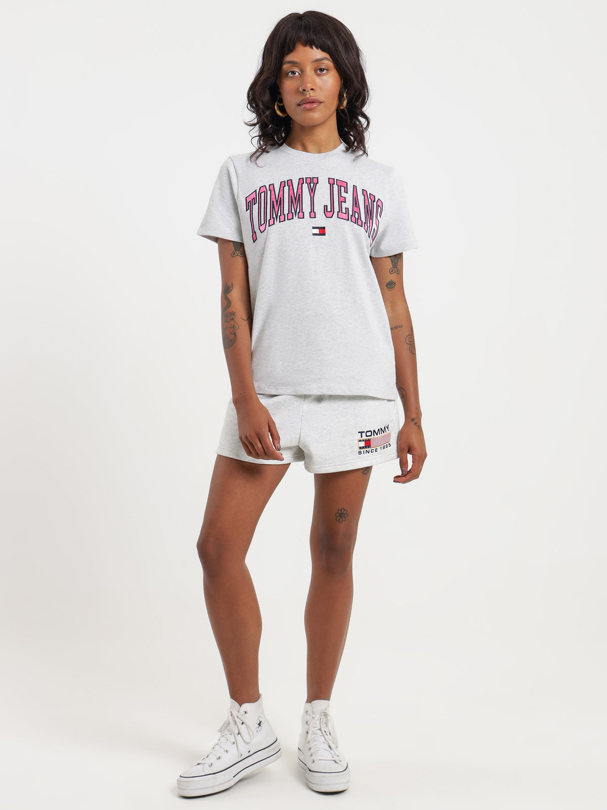 Relaxed Collegiate Logo T-Shirt in Silver Grey