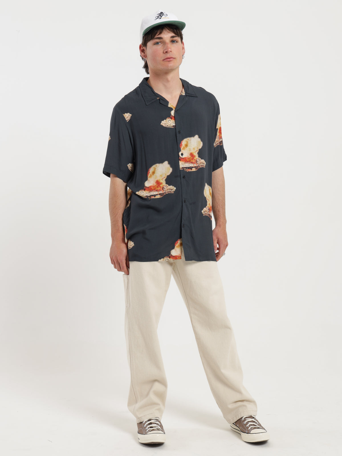 Curtains Bowling Shirt in Washed Black