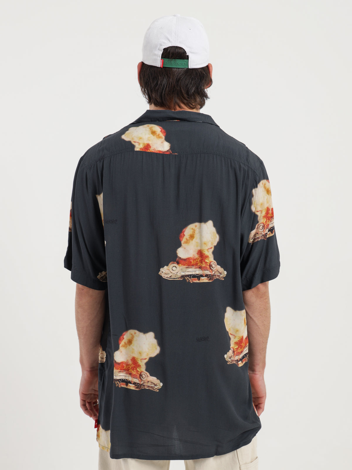 Curtains Bowling Shirt in Washed Black