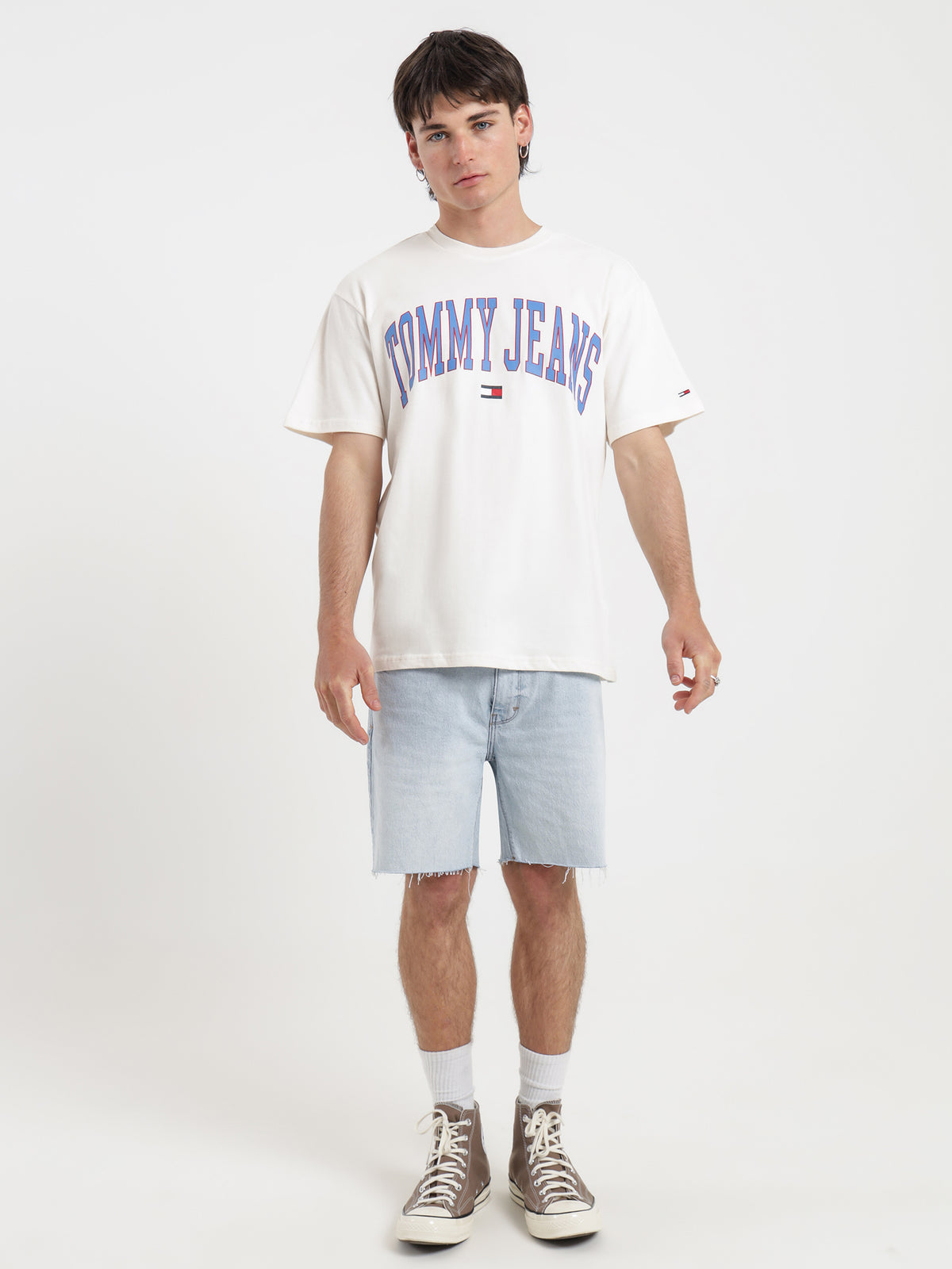 College Logo T-Shirt in Off White