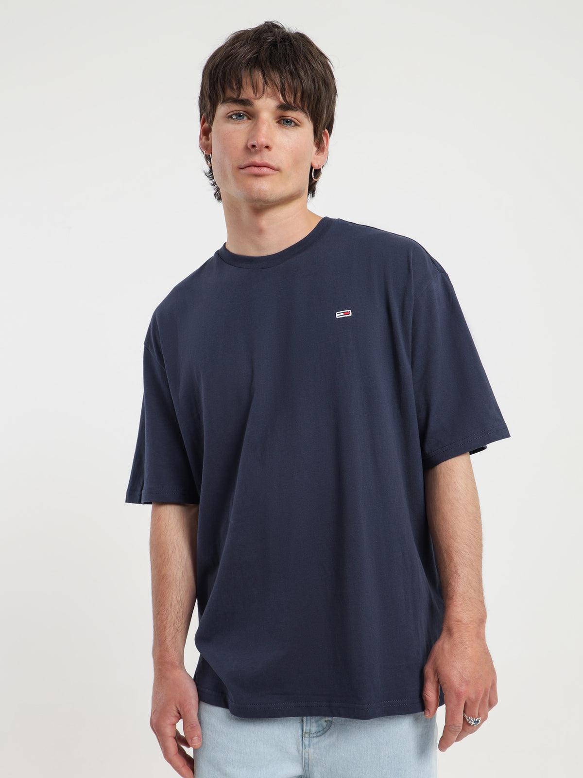 Essential Crew Neck Skate T-Shirt in Navy Blue