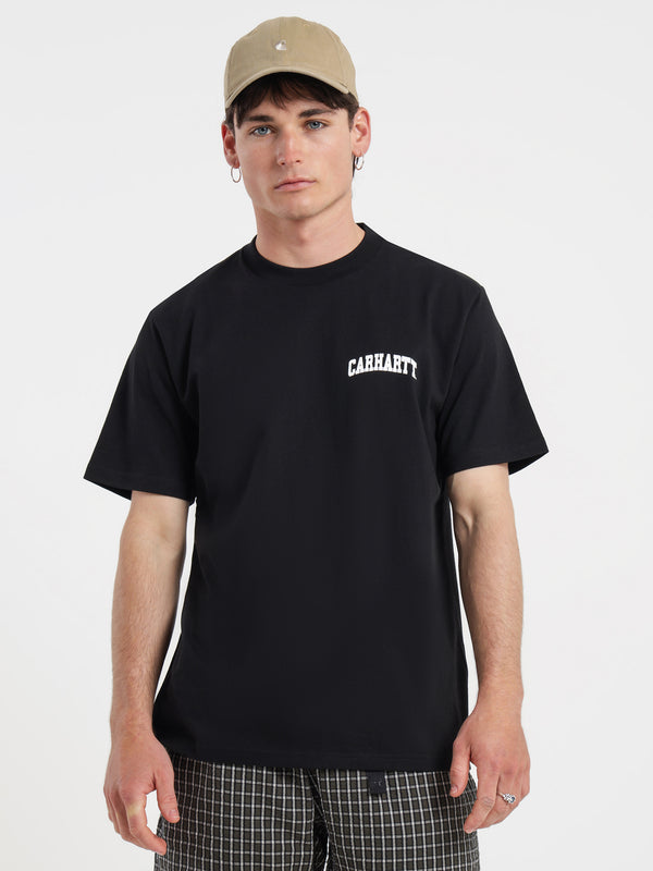 S/S University Script T-Shirt-White / Black