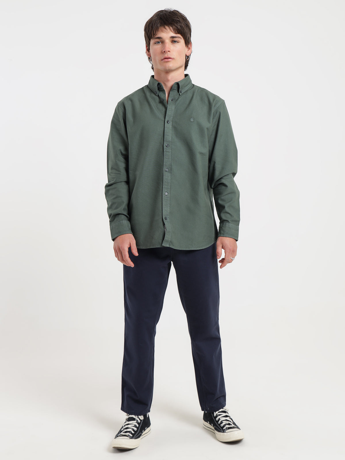 Long Sleeve Bolton Shirt in Green
