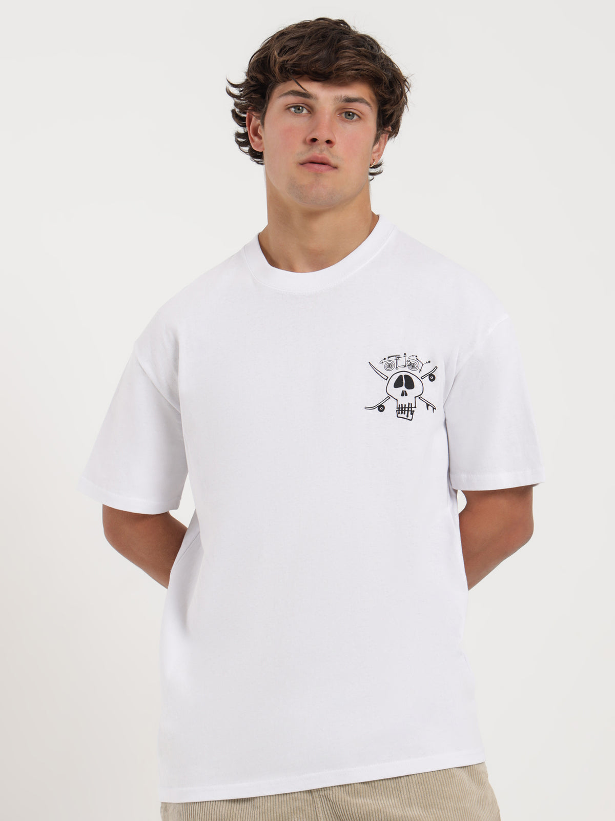 Surf Skate Skull 50/50 T-Shirt in White