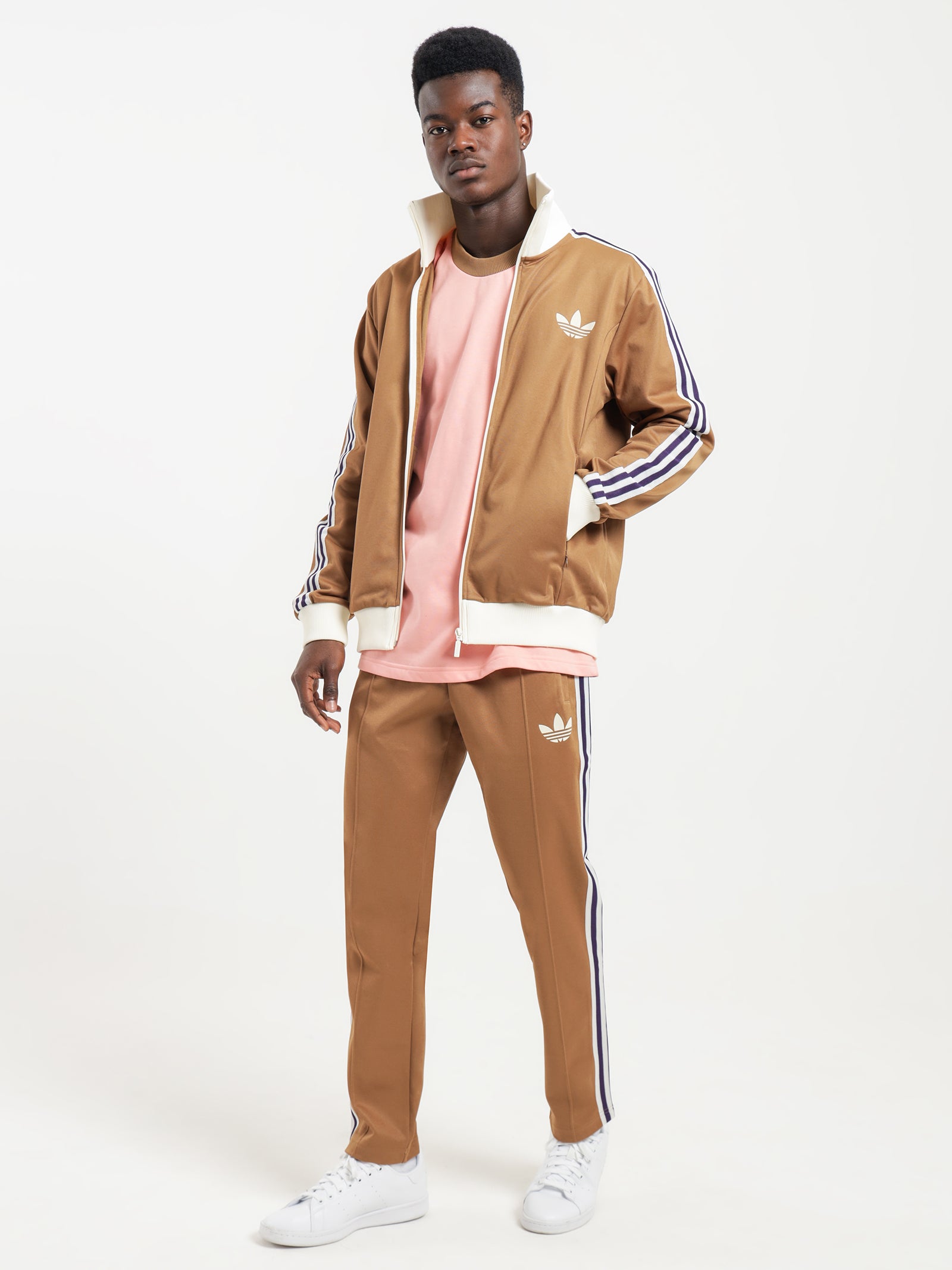 Adidas ADICOLOR 70s Striped Track Top Brown Glue Store