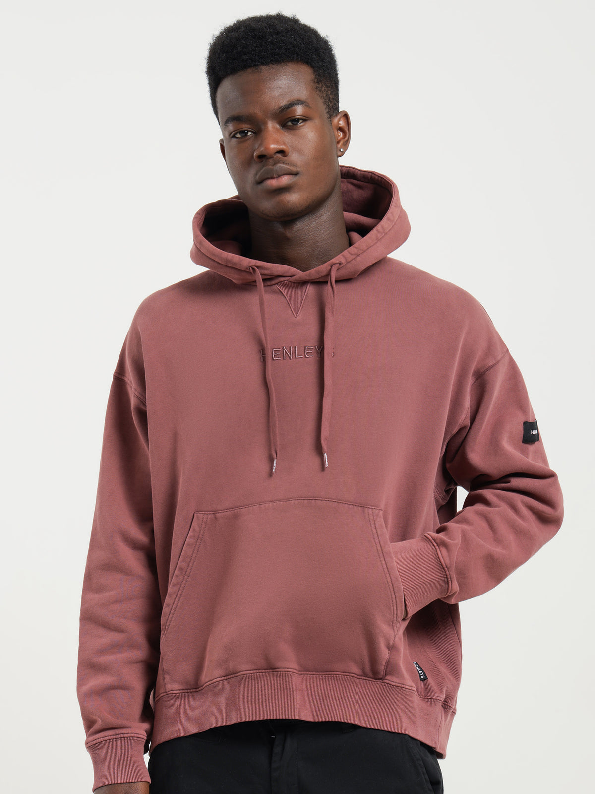 Formation Acid Hood Sweater in Aubergine Red