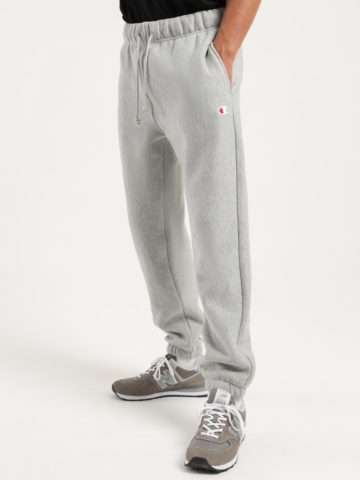 Reverse Weave Trackpant in Grey Marle