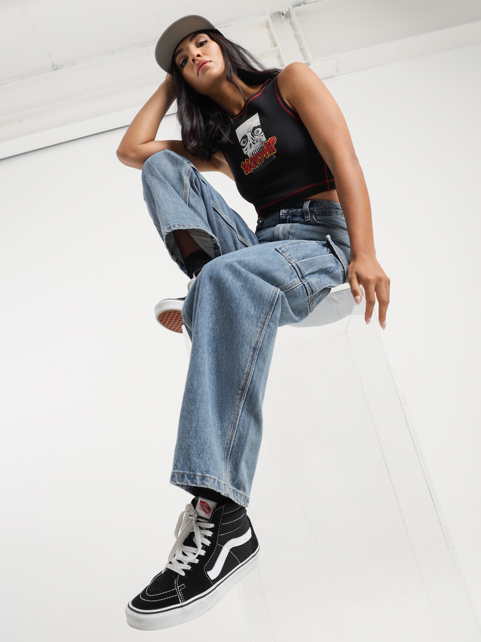Worship Sloucher Cargo Jeans Blue | Glue Store