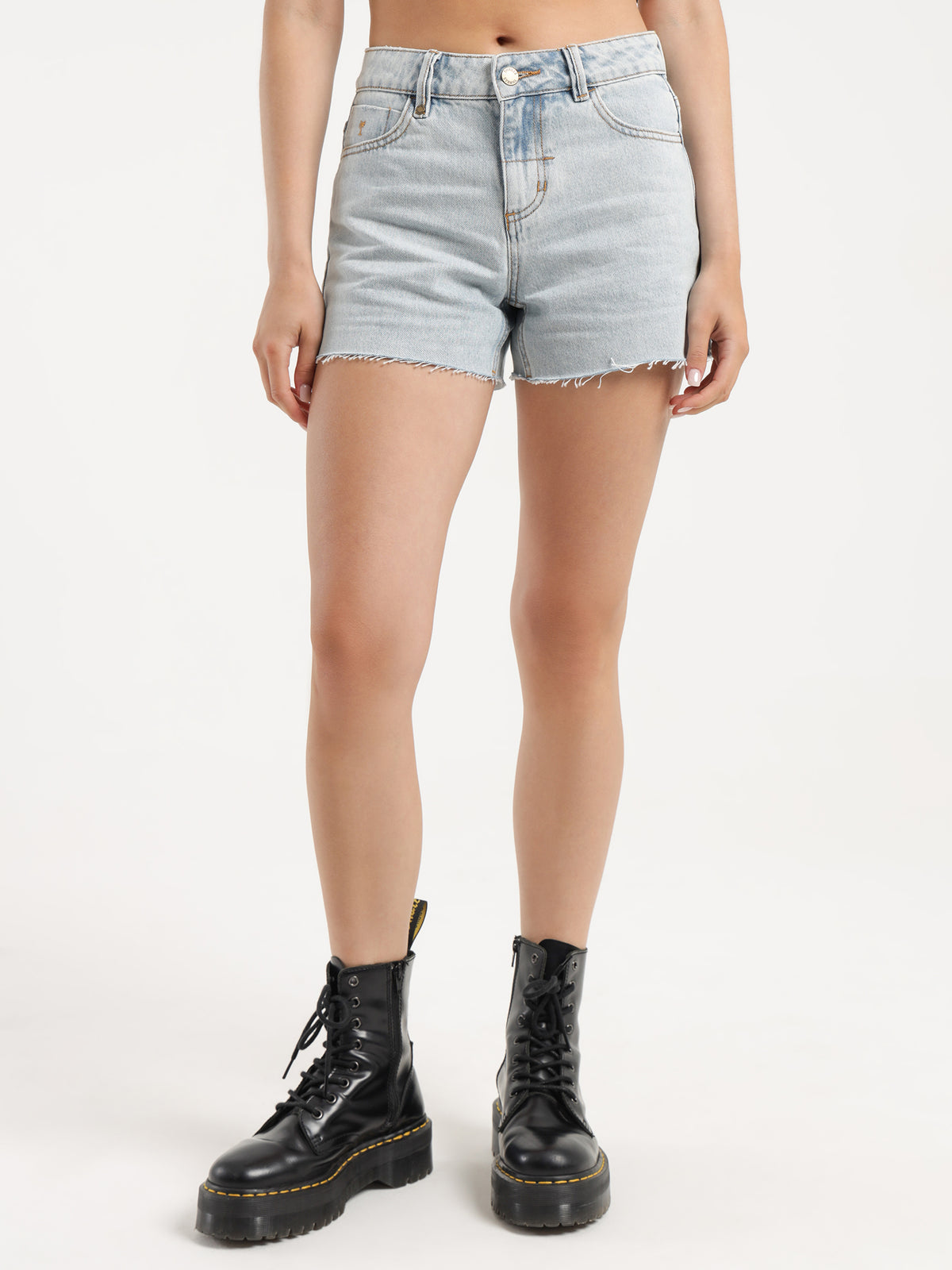 Erica Mid Rise Shorts in Faded Generation Blue