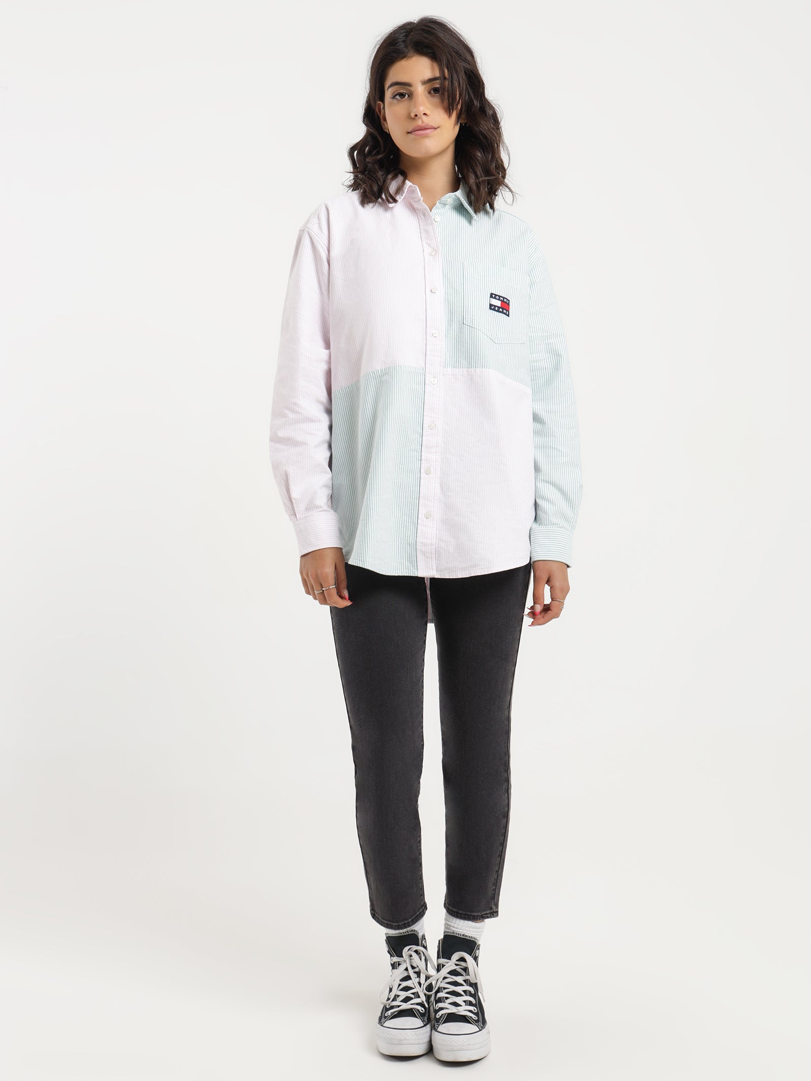 Colourblock Stripe Boyfriend Shirt