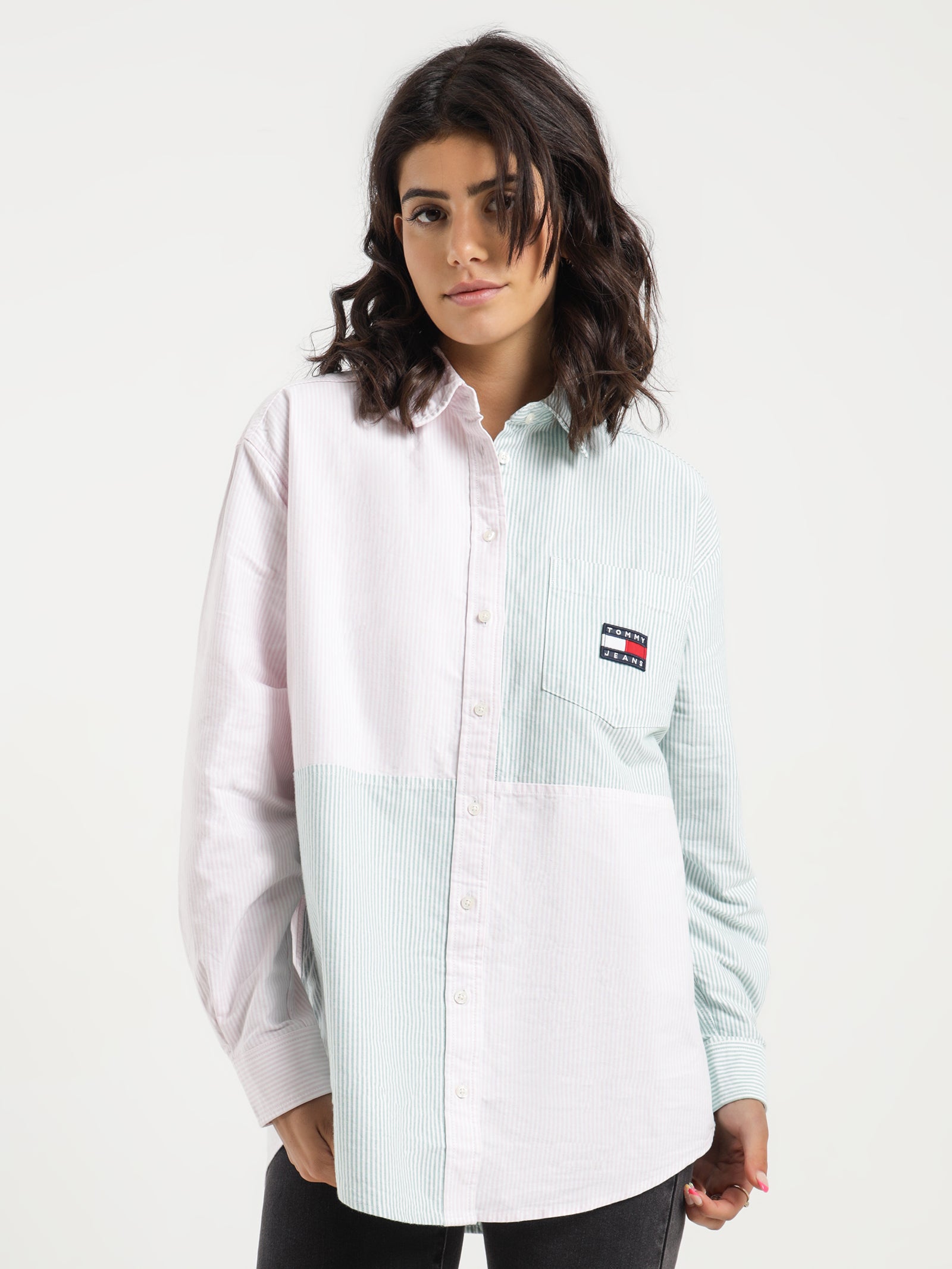 Colourblock Stripe Boyfriend Shirt