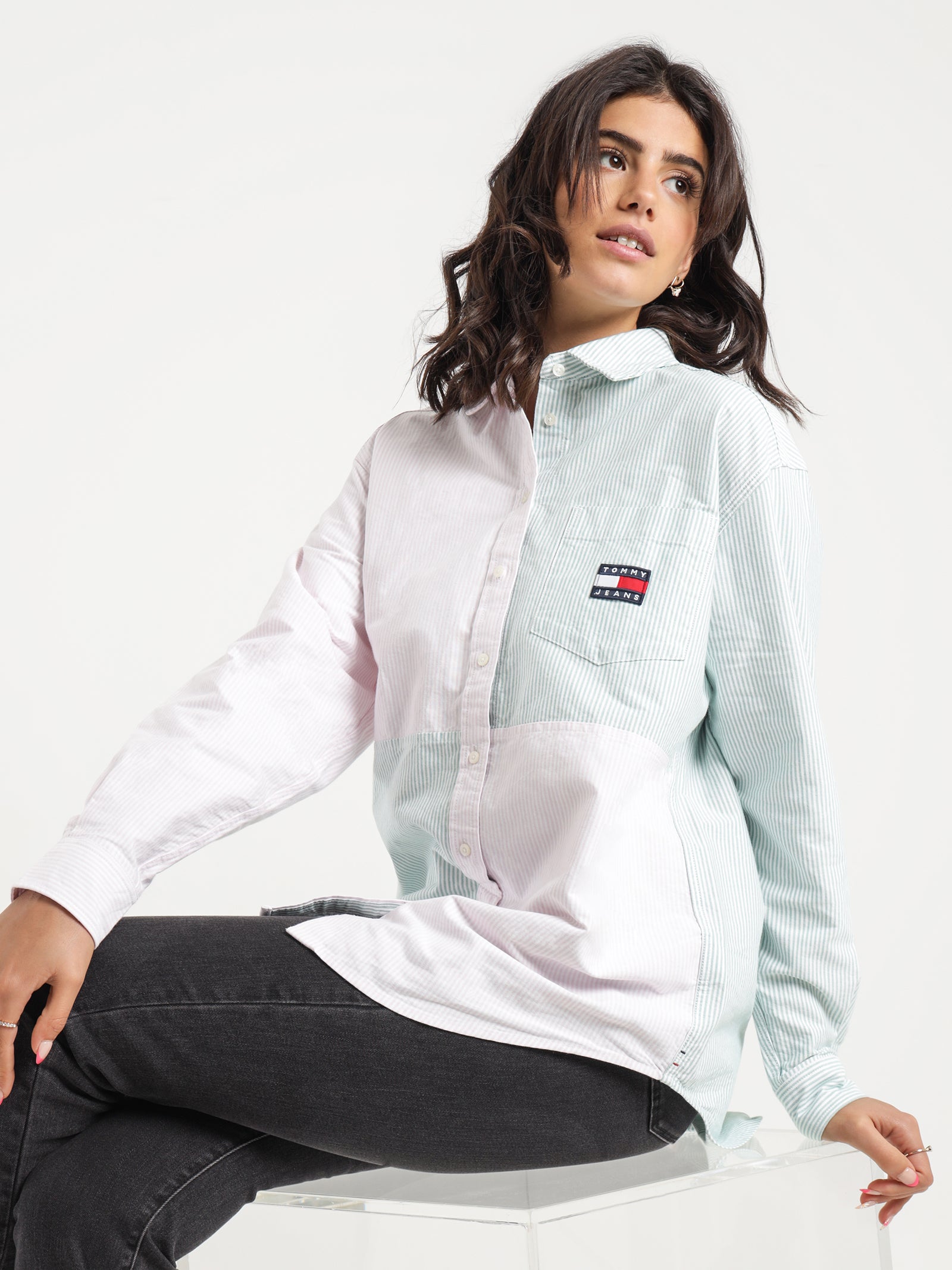 Colourblock Stripe Boyfriend Shirt