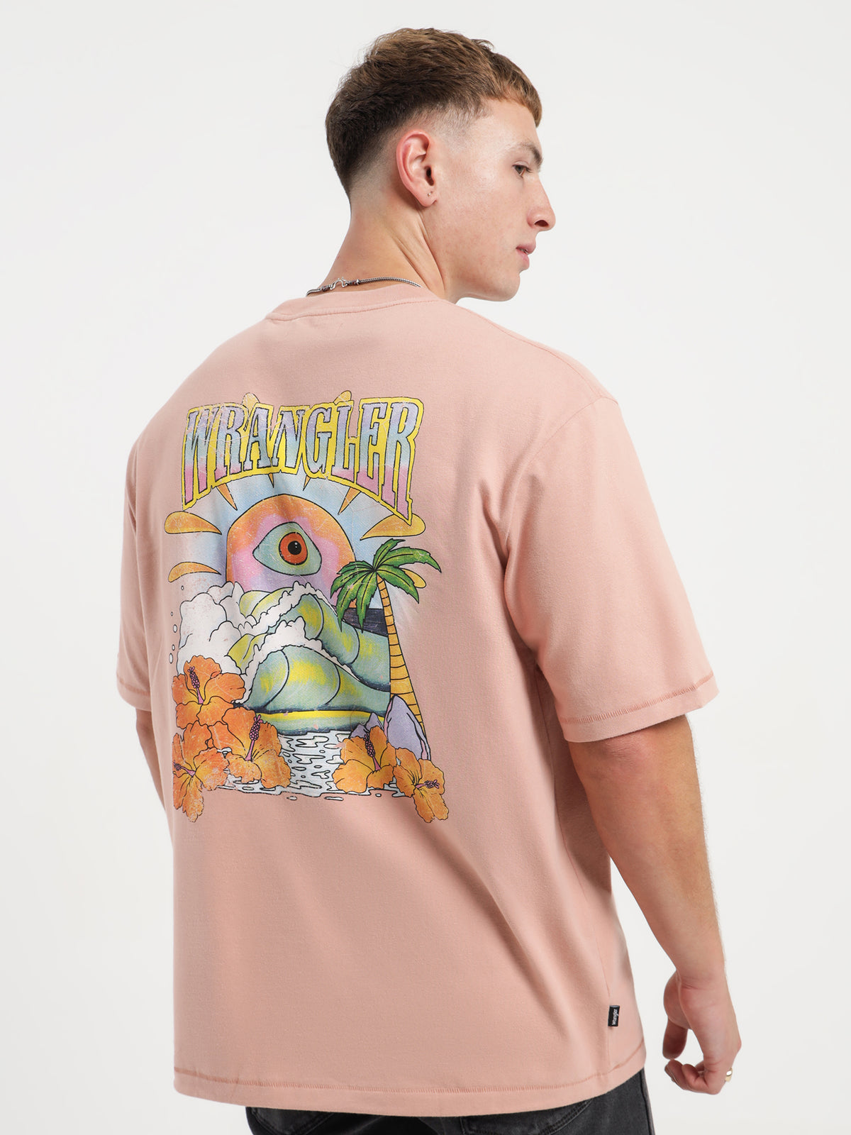 All Seeing Sun T-Shirt in Coral Acid Pink
