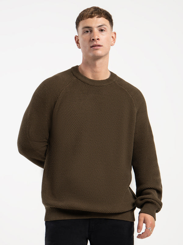 Dorian Raglan Knit Sweater in Flint Green - Glue Store