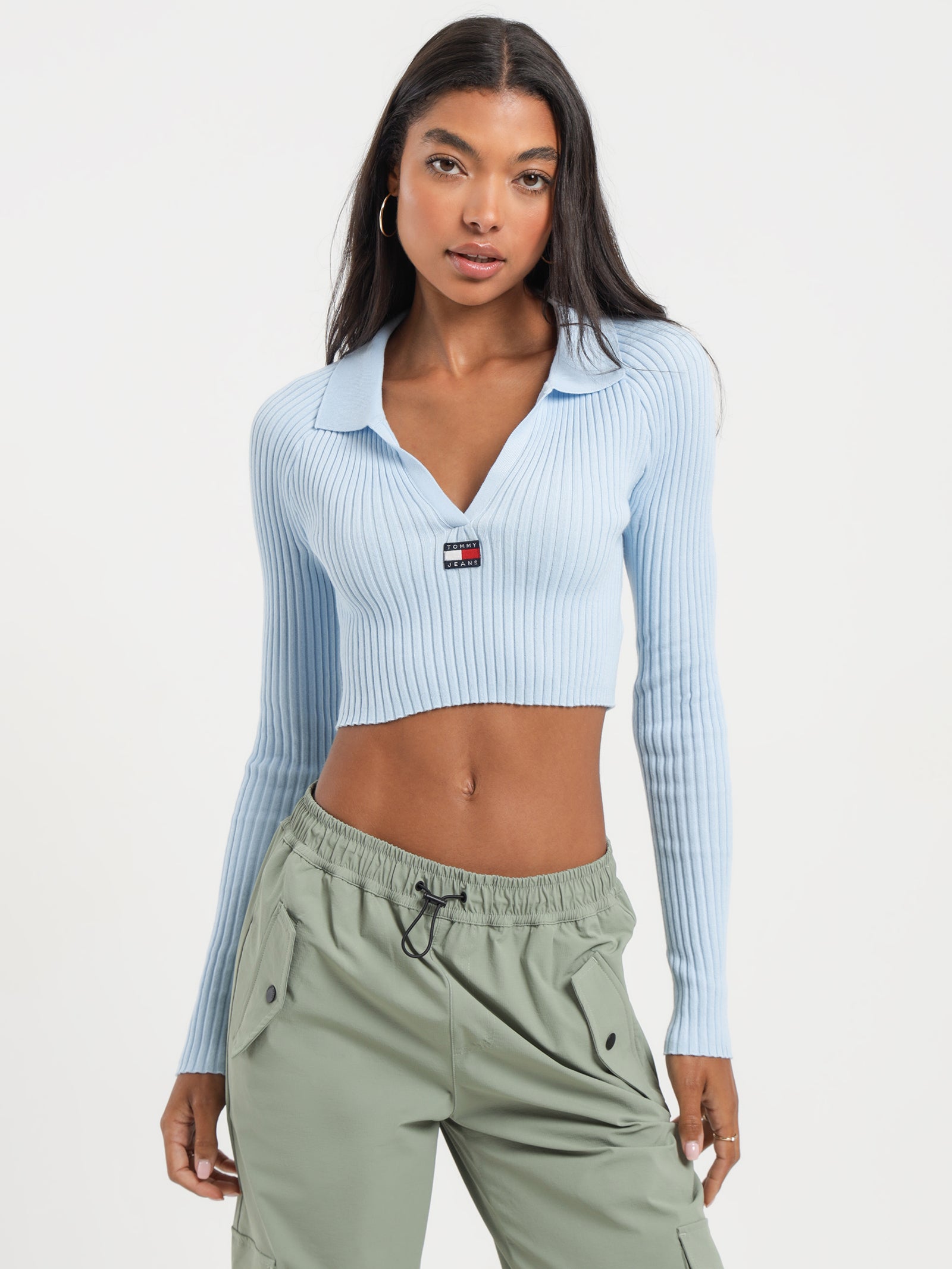 Badge Rib Collar Sweater