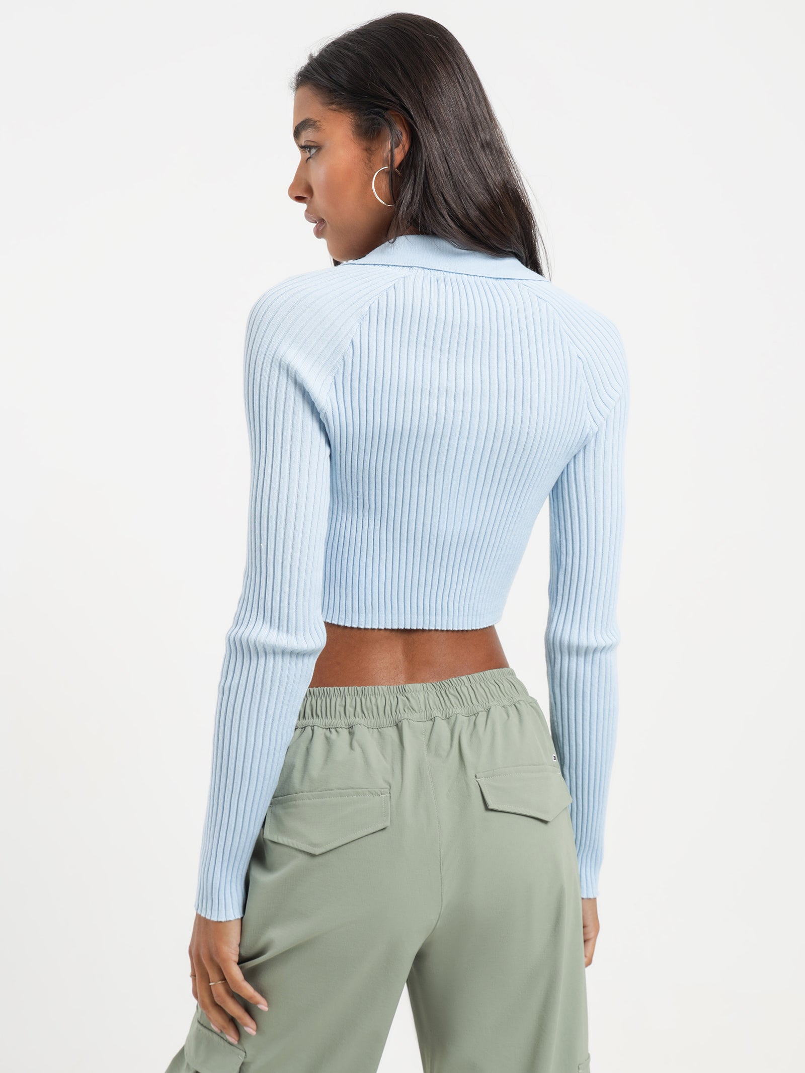 Badge Rib Collar Sweater