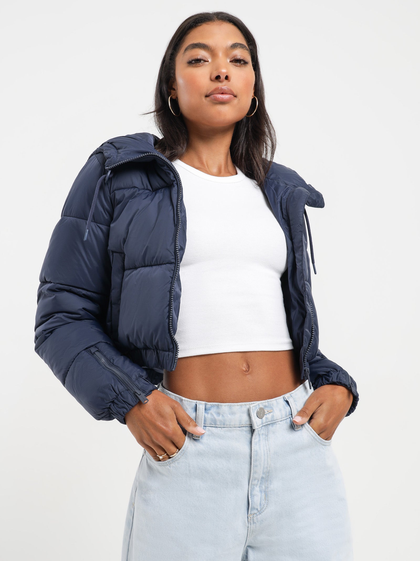 Signature Cropped Puffer in Twilight Navy Glue Store