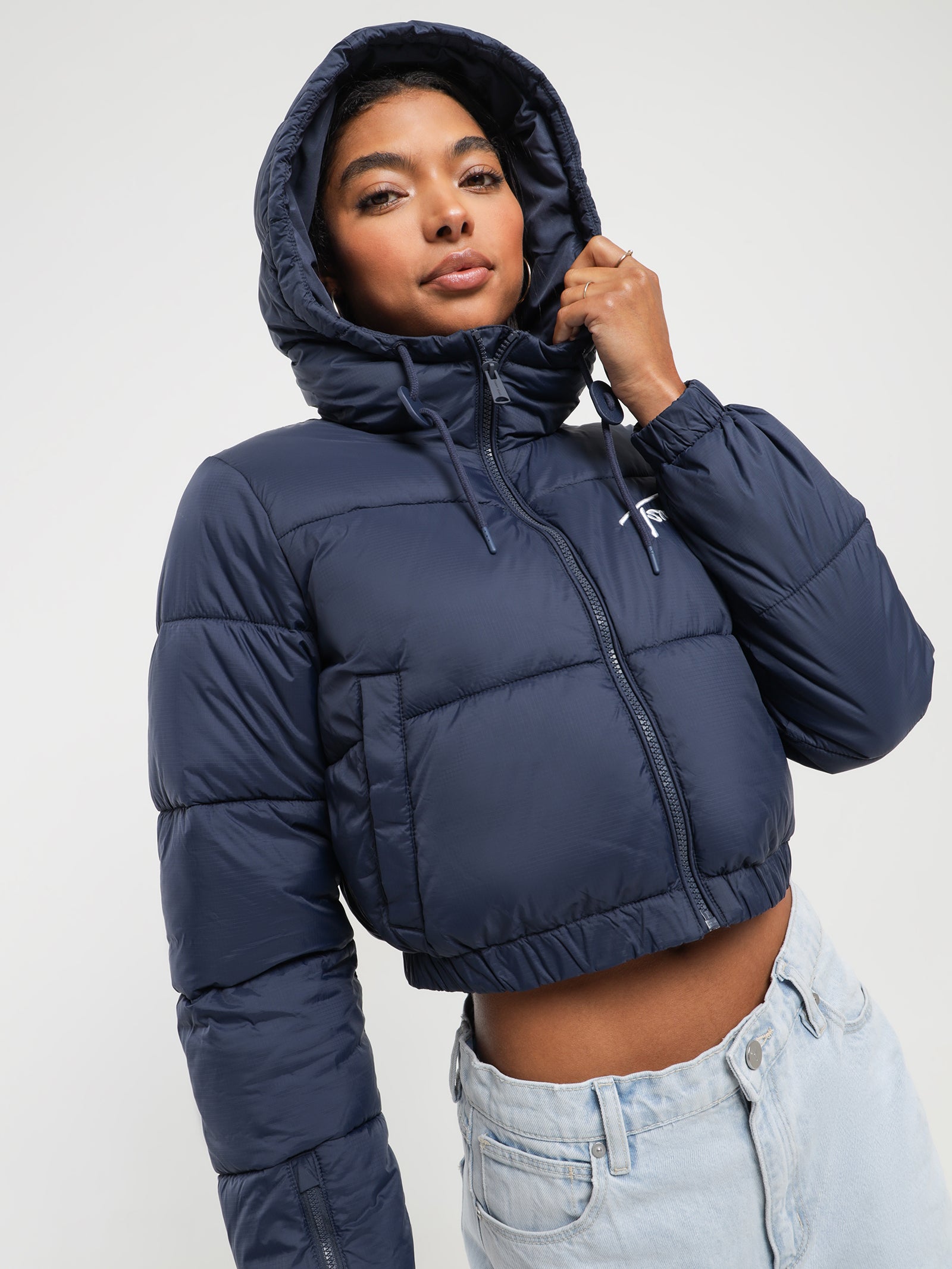 Black Doudoune Crop Femme Tommy Jeans Black Crop Top Puffer Jacket