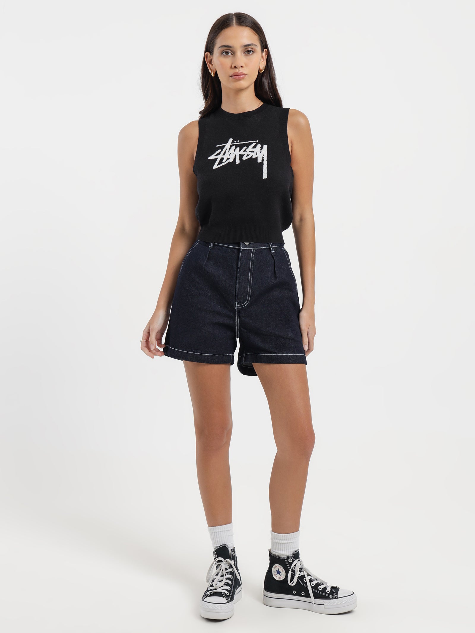 Stussy Knit Vest in Black Glue Store