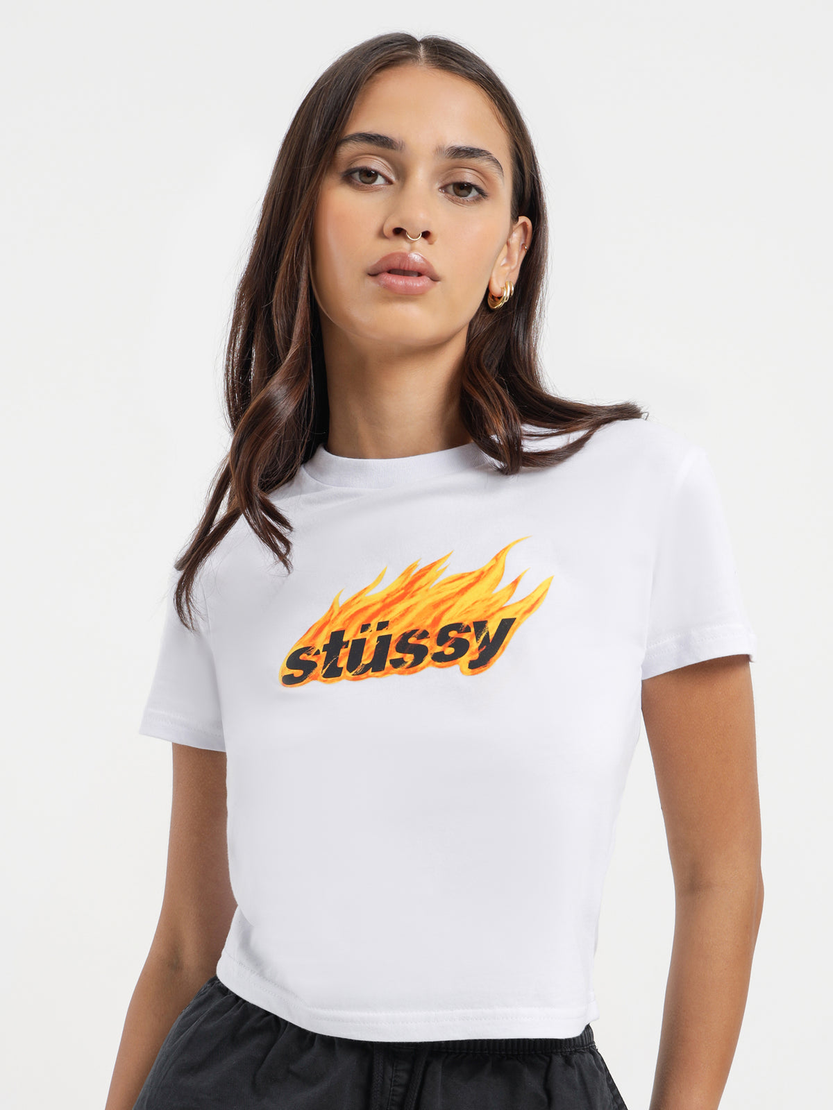 Flames Slim T-Shirt in White