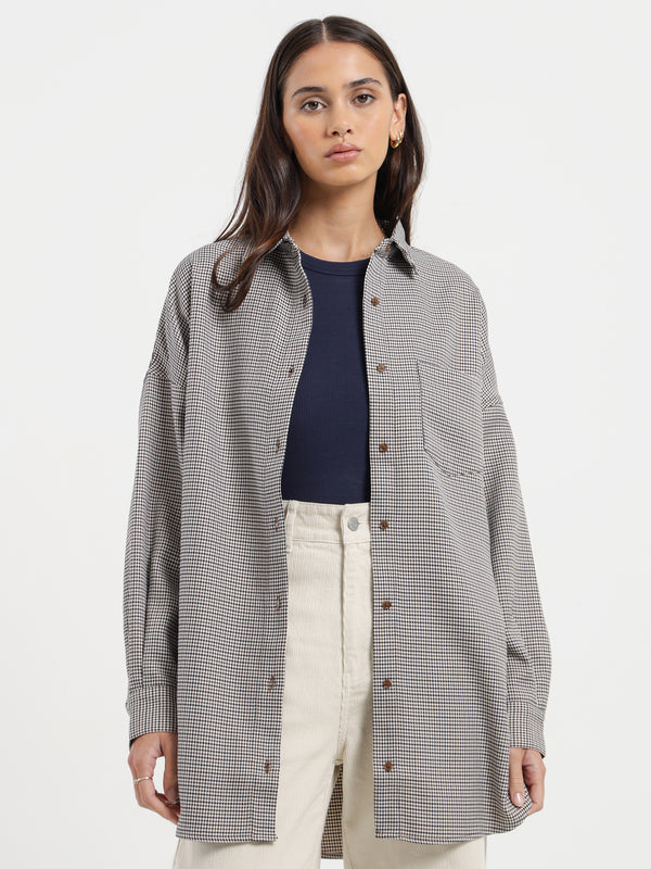 Cora Boyfriend Long Sleeve Shirt in Houndstooth Glue Store