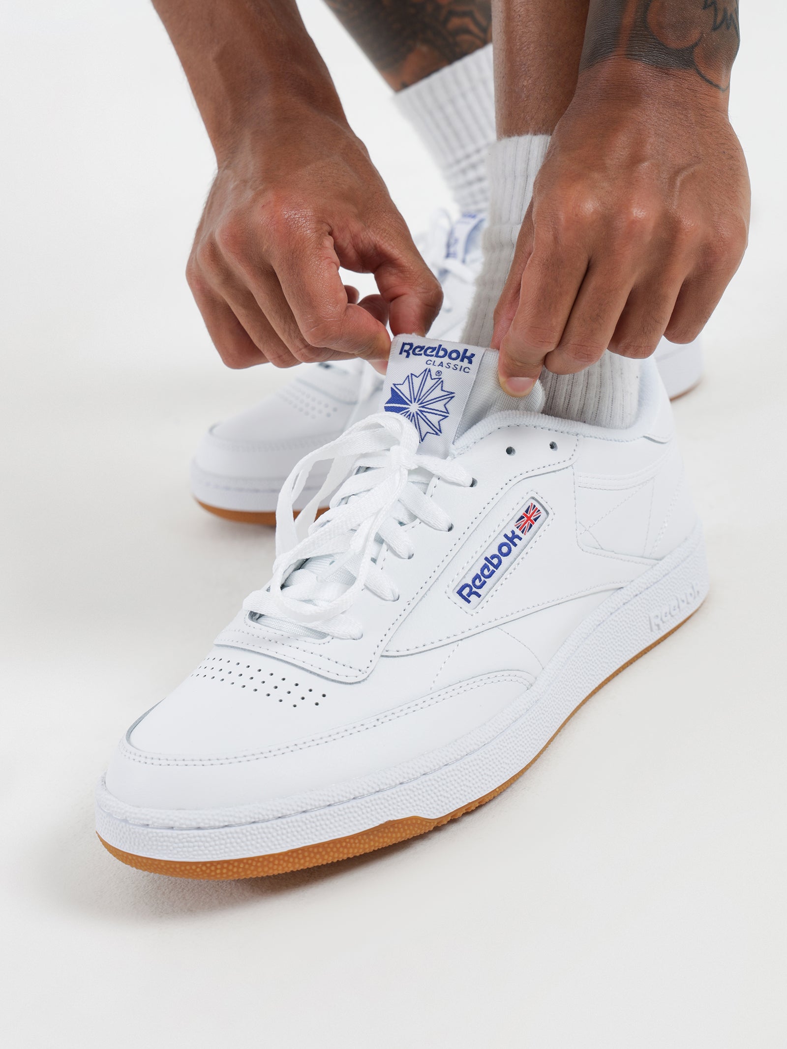 C 85 Sneakers in White & Blue - Glue