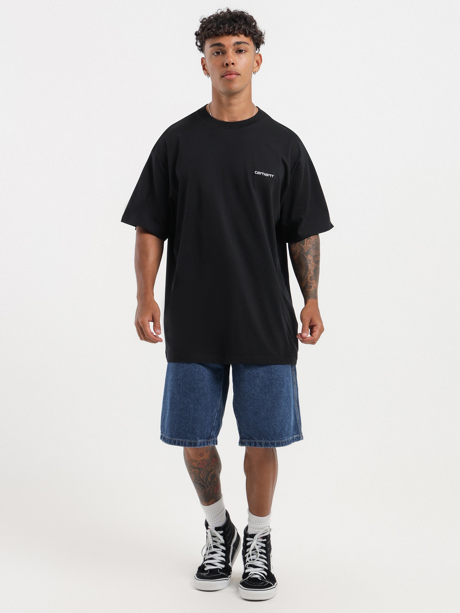 Short Sleeve Script Embroidery T-Shirt