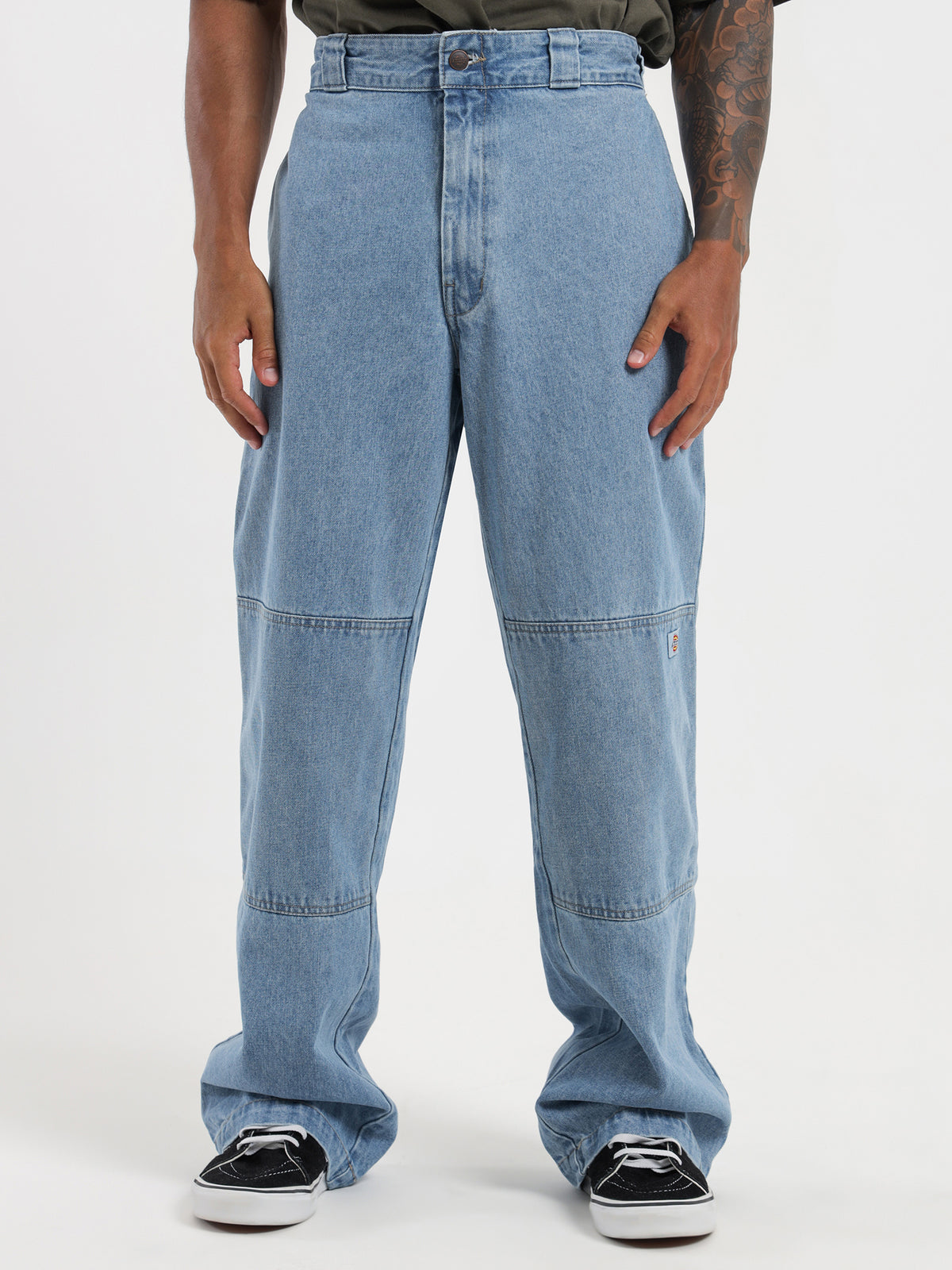 85-283AU Double Knee Jeans in Light Blue