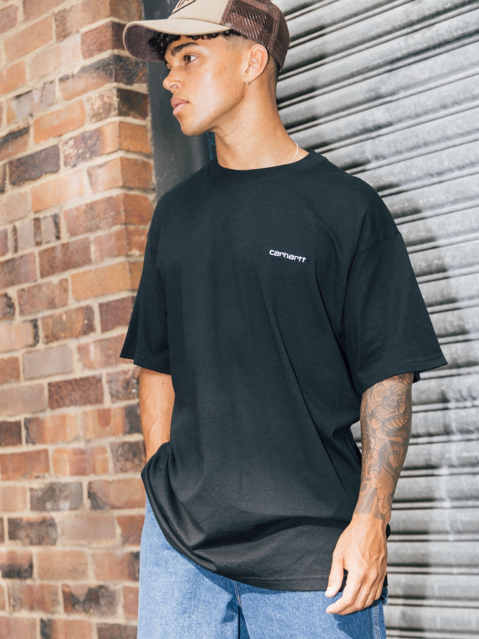 Short Sleeve Script Embroidery T-Shirt