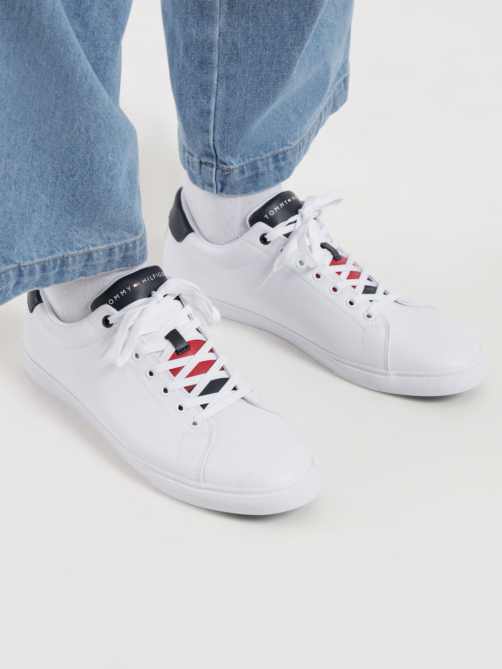 Mens Stripe Tongue Sneakers