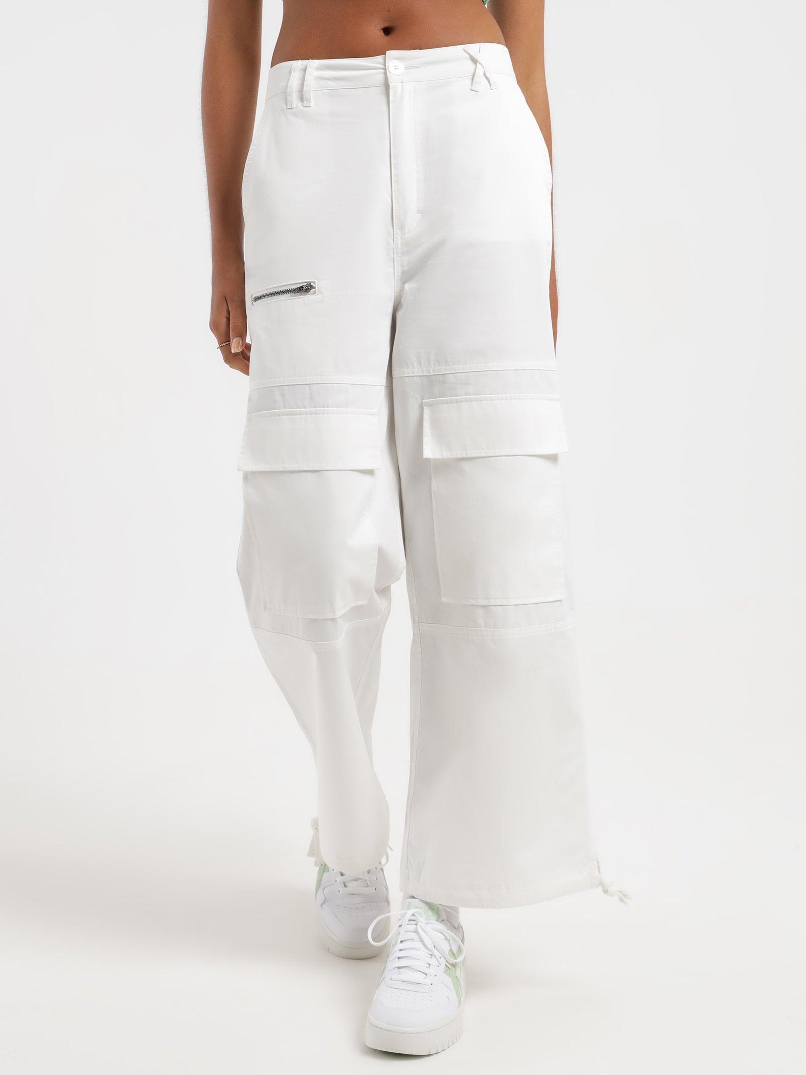Long Stride Cargo Pants in White