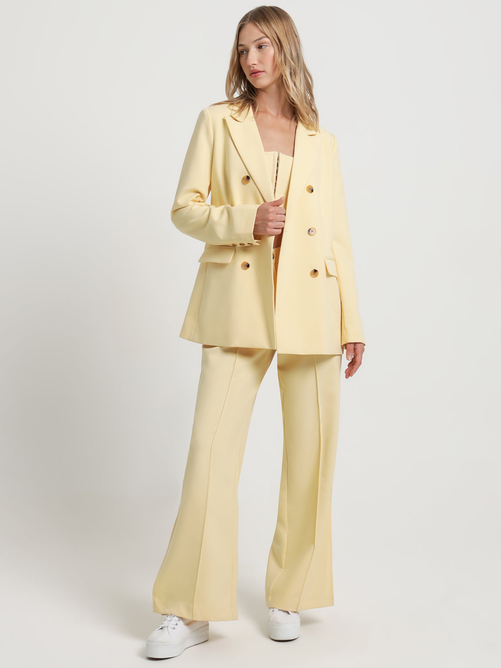 Lacey Double Breasted Blazer in Buttercup