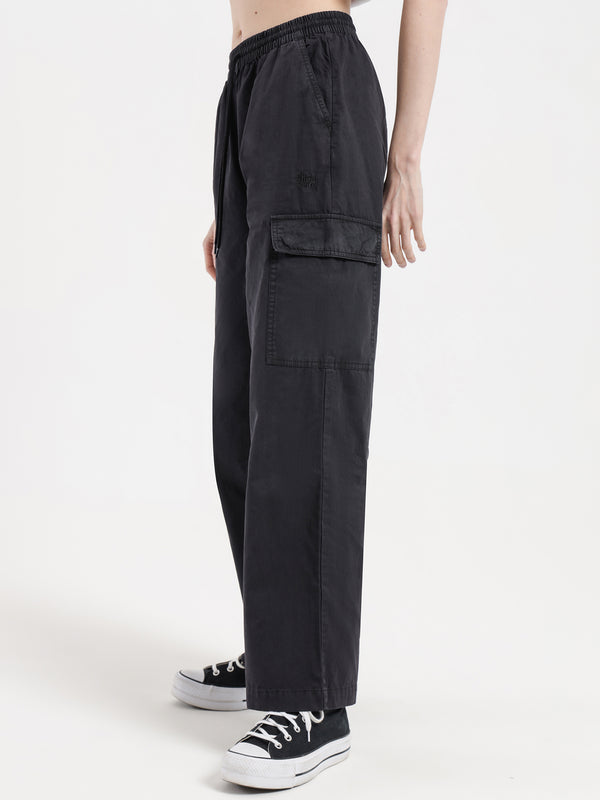 Stussy Drew Cargo Beach Pants in Black Black Glue Store