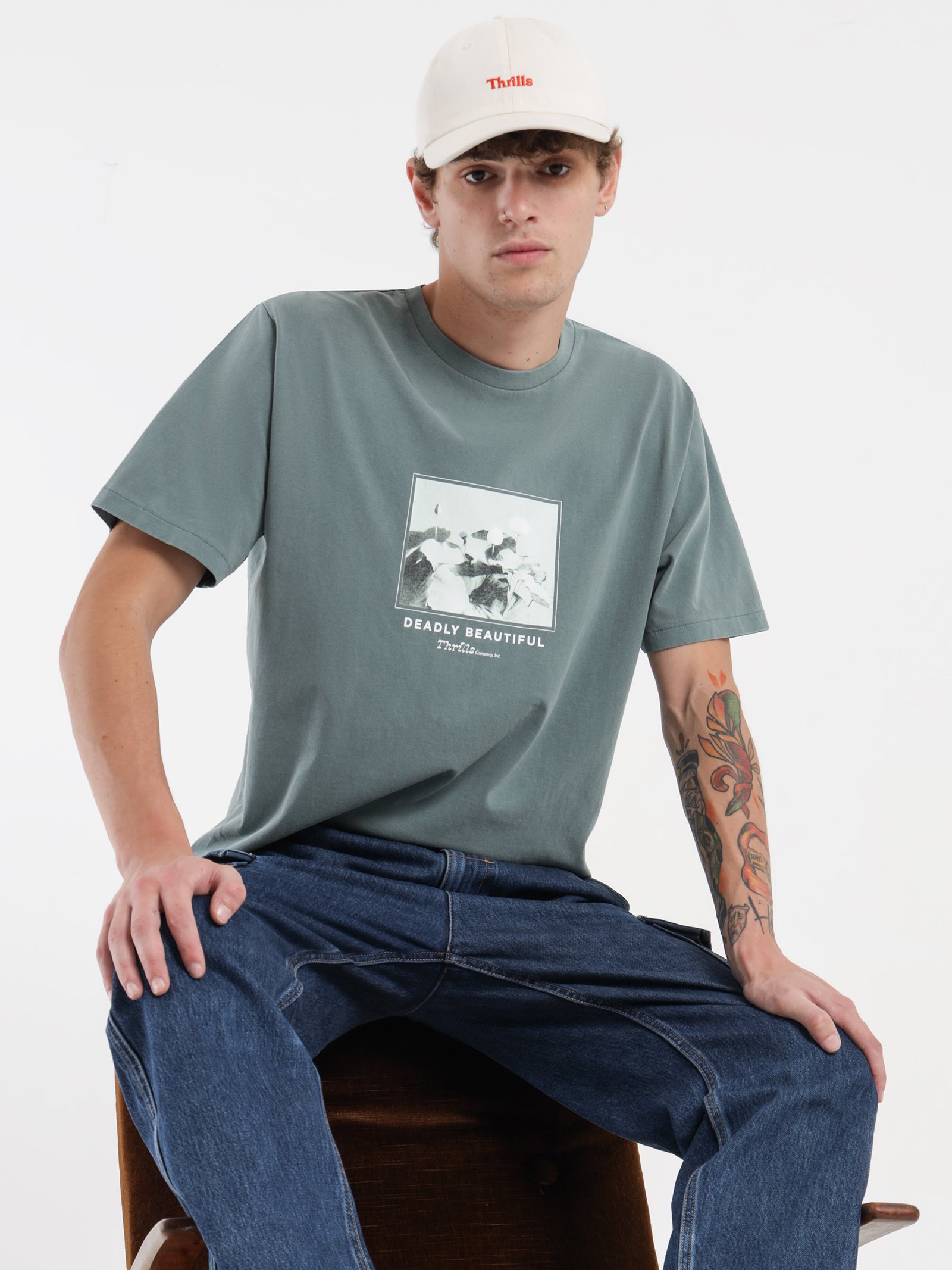 Thrills Deadly Beautiful Merch Fit T-Shirt Green