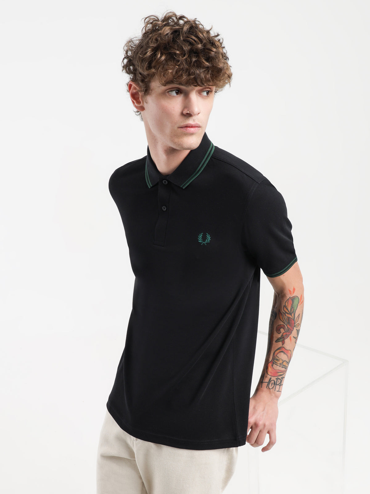 M3600 Polo Shirt in Black &amp; Ivy