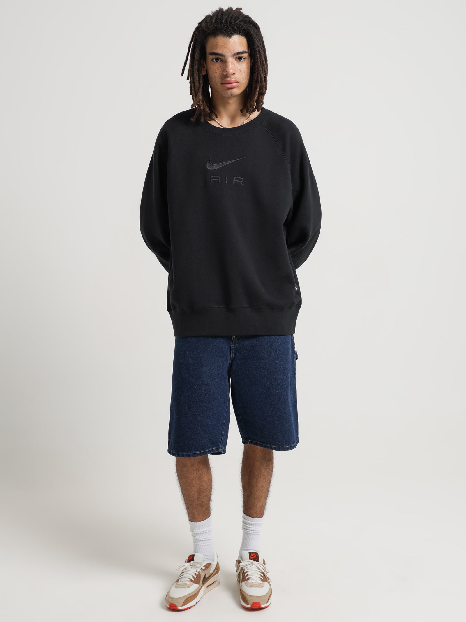 Sportwear Air French Terry Crew in Black - Glue Store