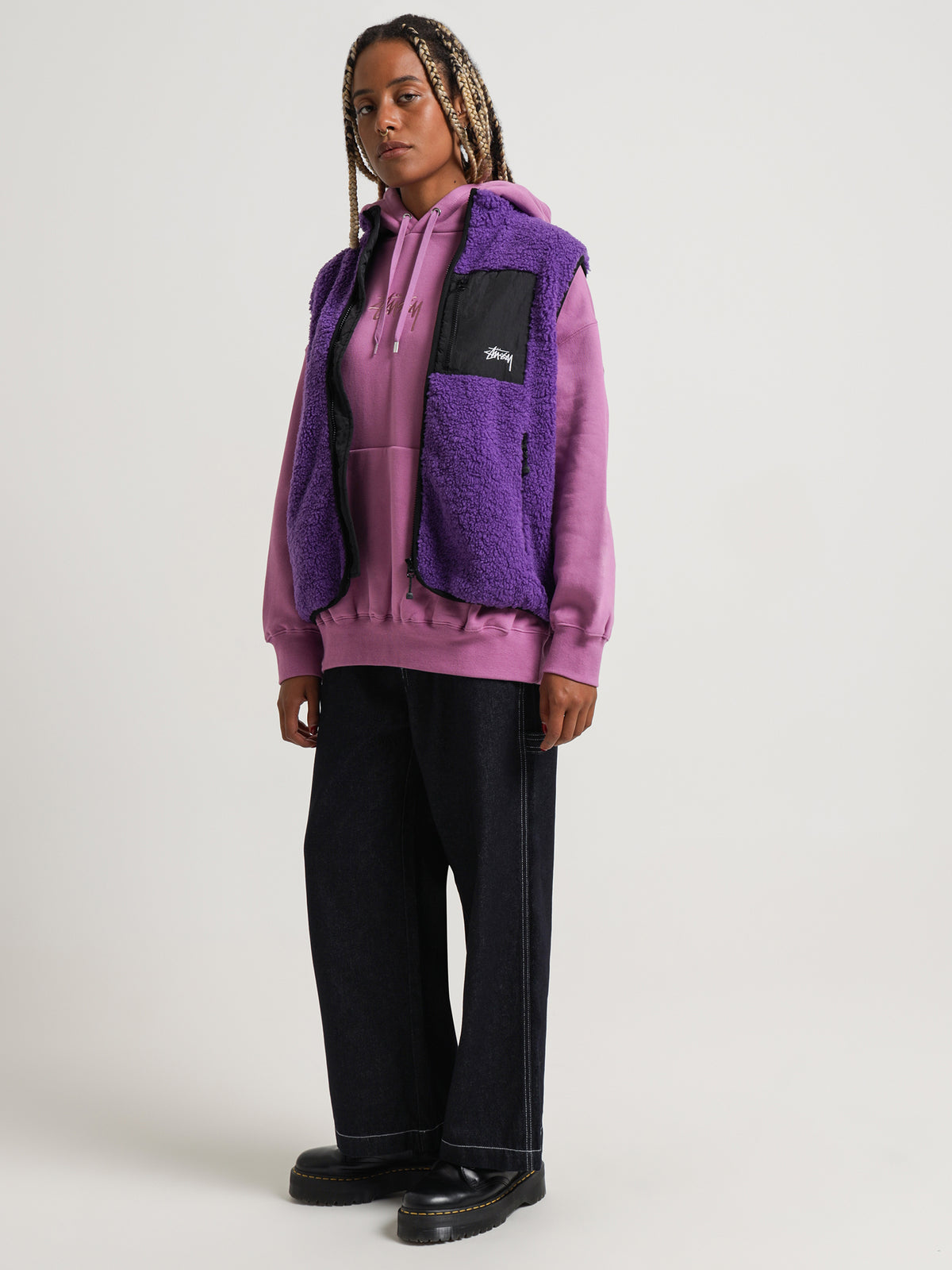 Stock Sherpa Vest in Violet